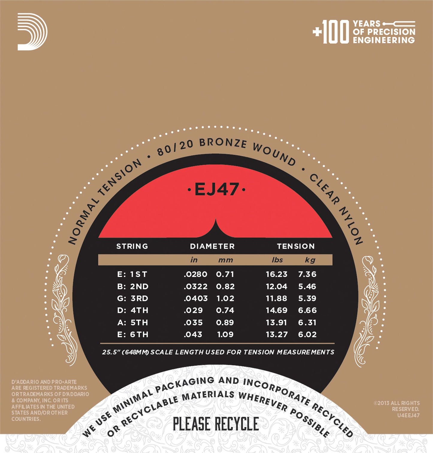 Juego de cuerdas de nylon D´Addario Pro Arte EJ47