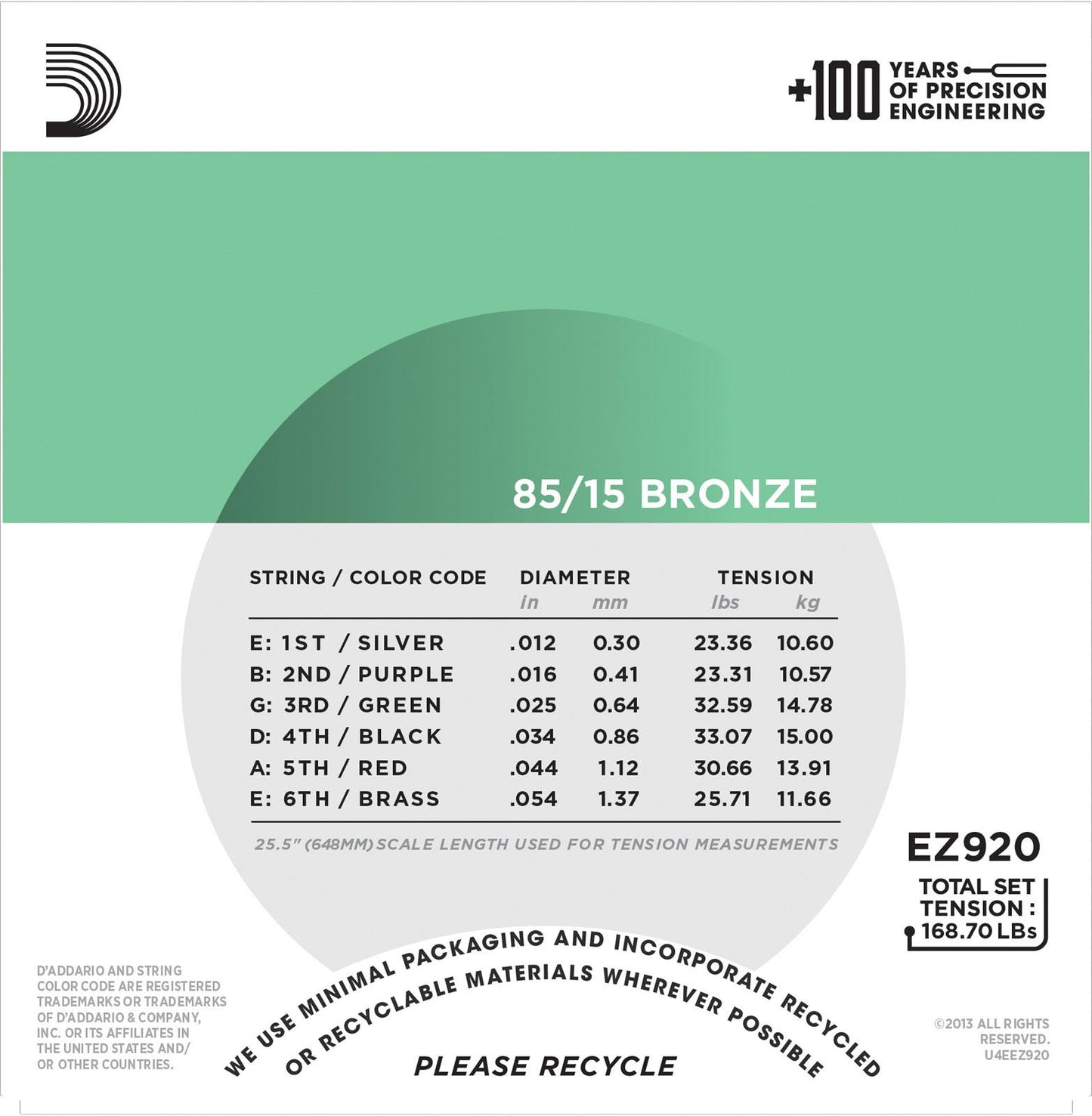 Juego de cuerdas para guitarra D´Addario EZ920