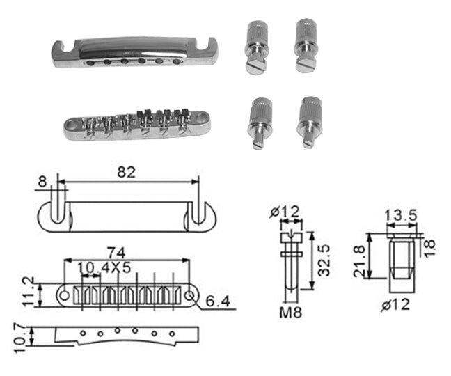Puente Tune O Matic Para Guitarra Dr Parts Ebr7Cr
