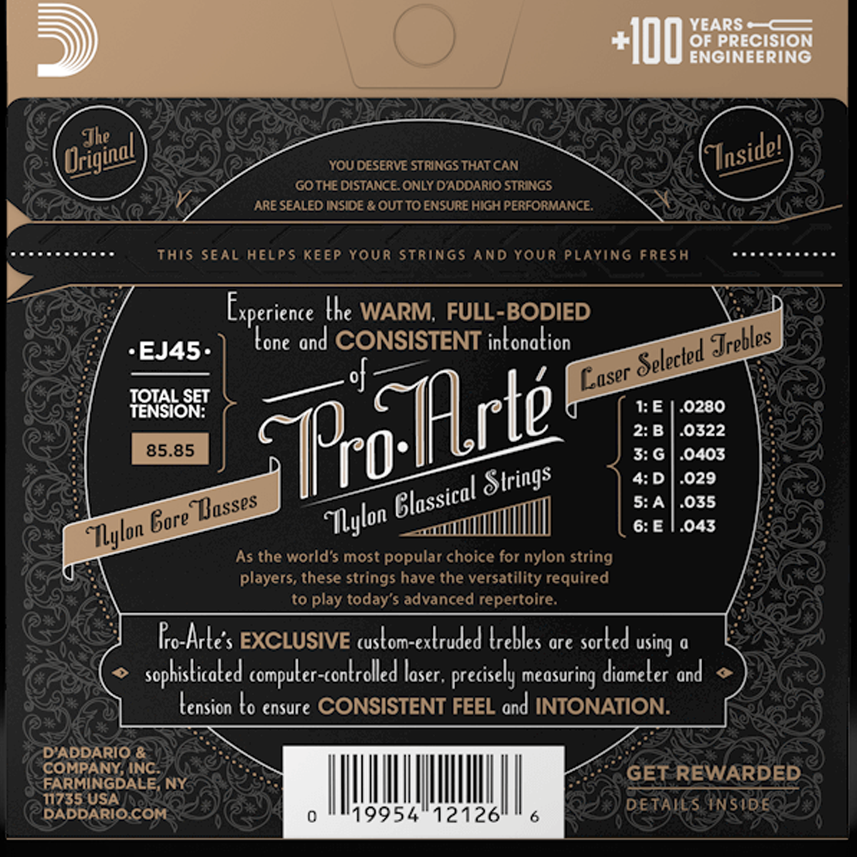 Juego de cuerdas de guitarra clásica D´Addario EJ45