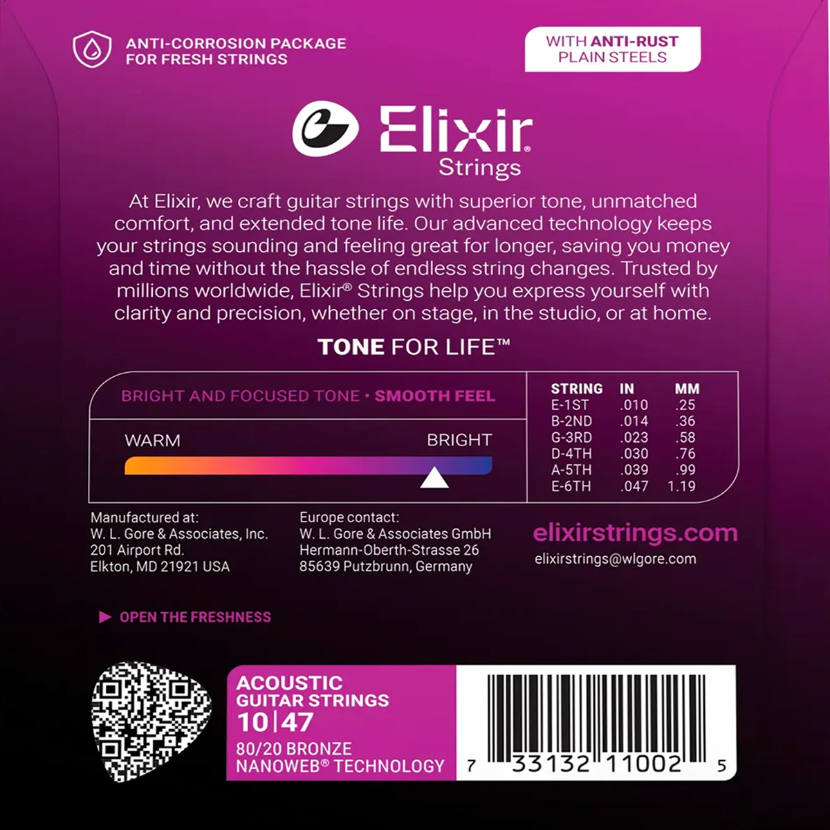 Juego de cuerdas de metal para guitarra acústica Elixir 11002