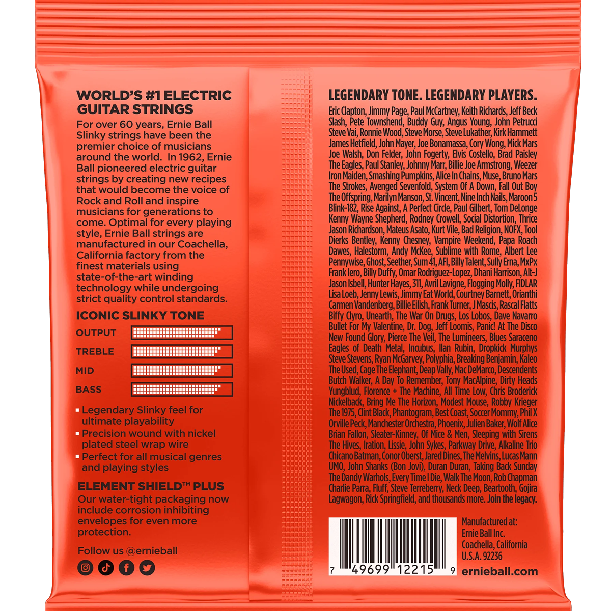 Juego de cuerdas para guitarra eléctrica Ernie Ball ERNIE2215