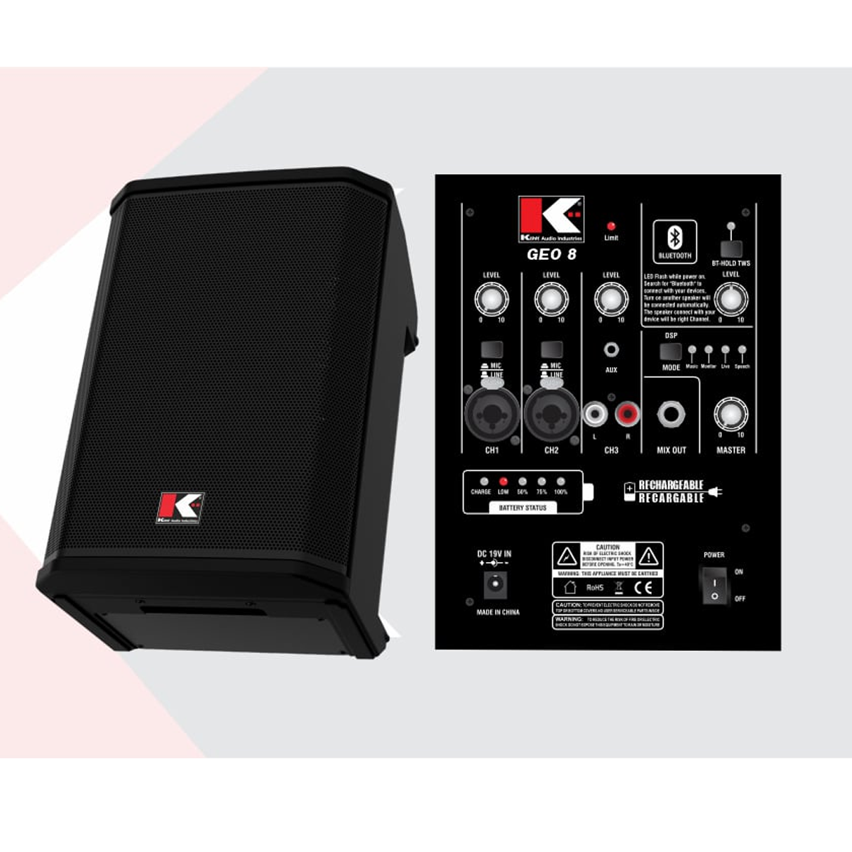 Parlante activo recargable Kohlt GEO8