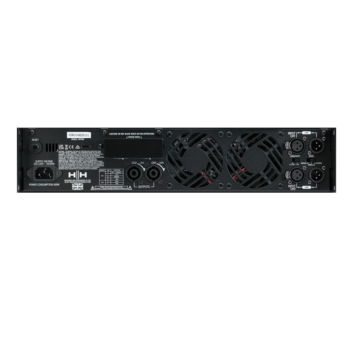 Amplificador de Potencia HH De 1500 W M-750D