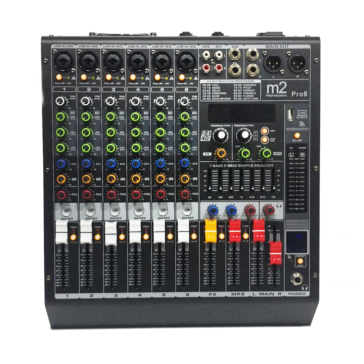 Mixer amplificada de 6 canales 170 W M2 PRO-6