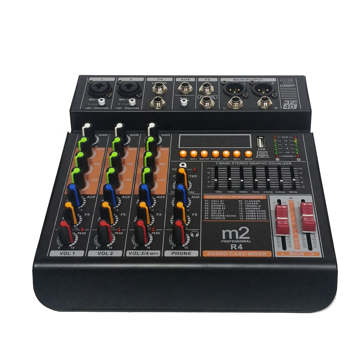 Mezcladora De 4 Canales C/Efectos Y Bluetooth M2R4