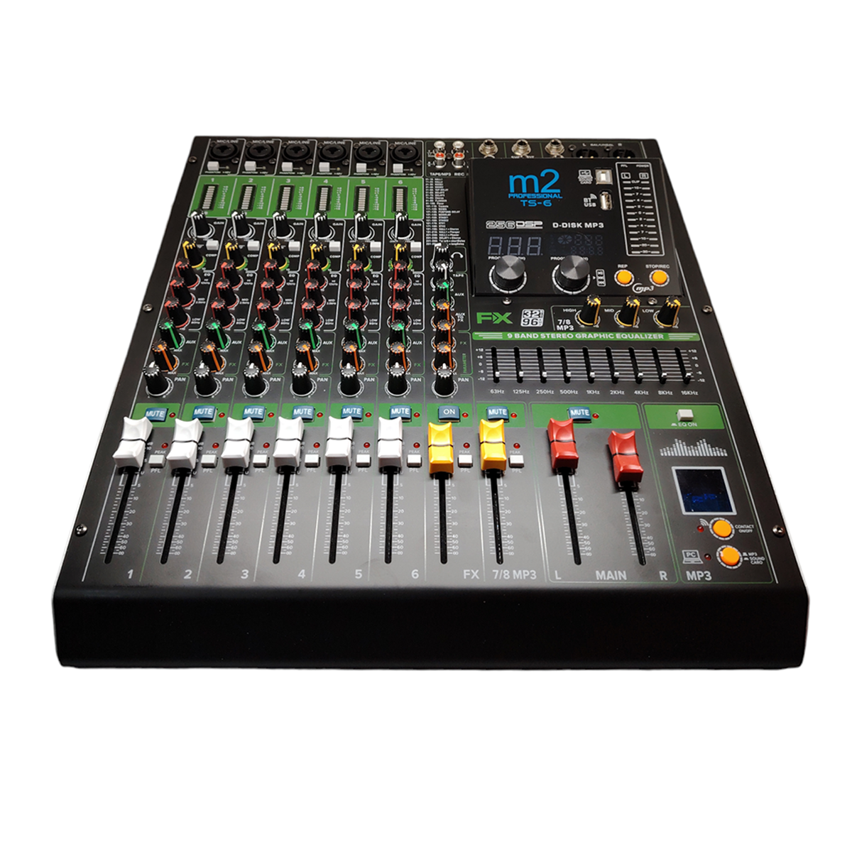 Meacladora de 6 canales c/efectos, BT, Mp3 M2 TS6