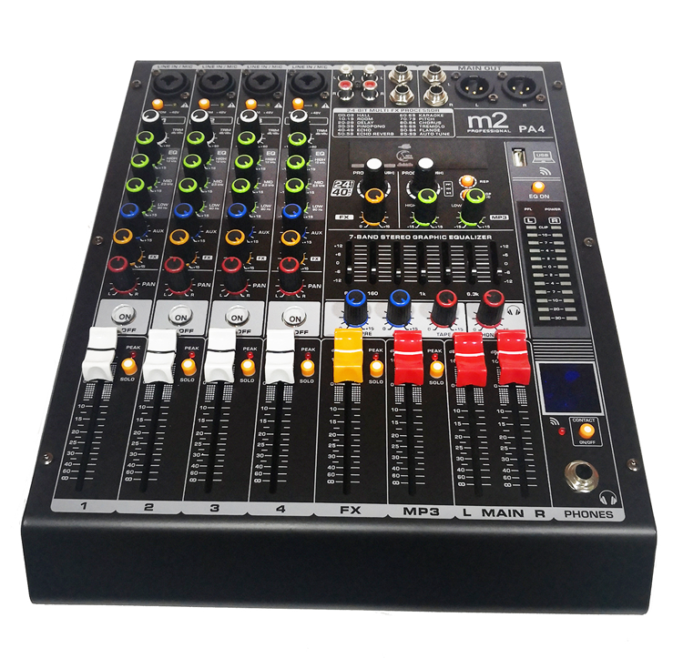 Mezcladora de 4 canales con efectos y MP3 M2PA4