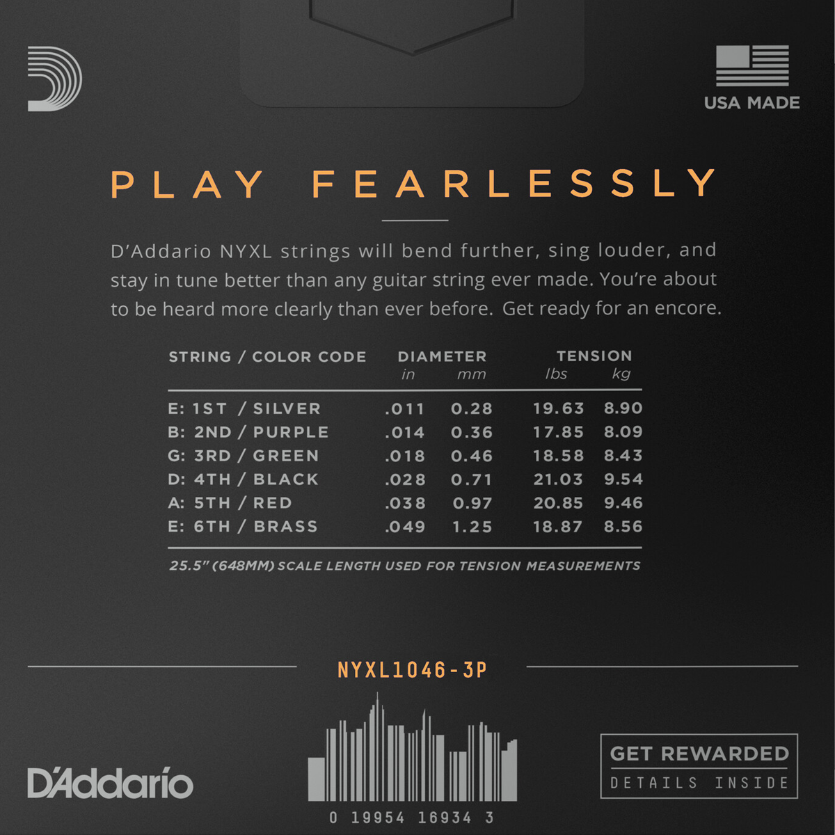 Juego de cuerdas para guitarra eléctrica D´Addario NYXL1046