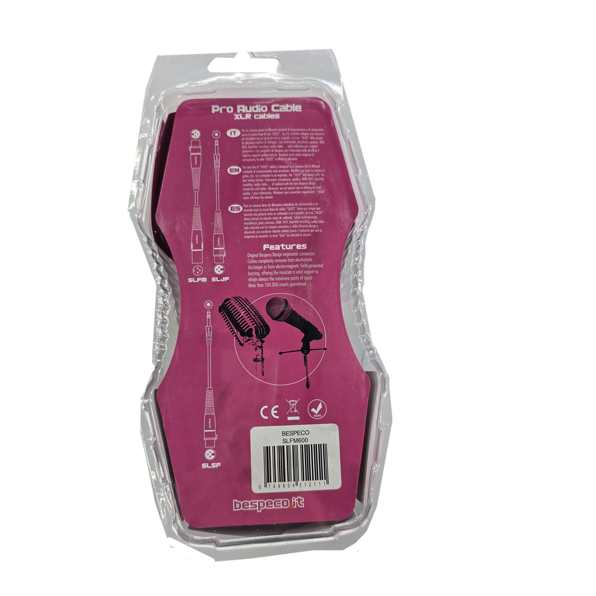 Cable para micrófono de 6 Mts (20ft) Bespeco SLFM600