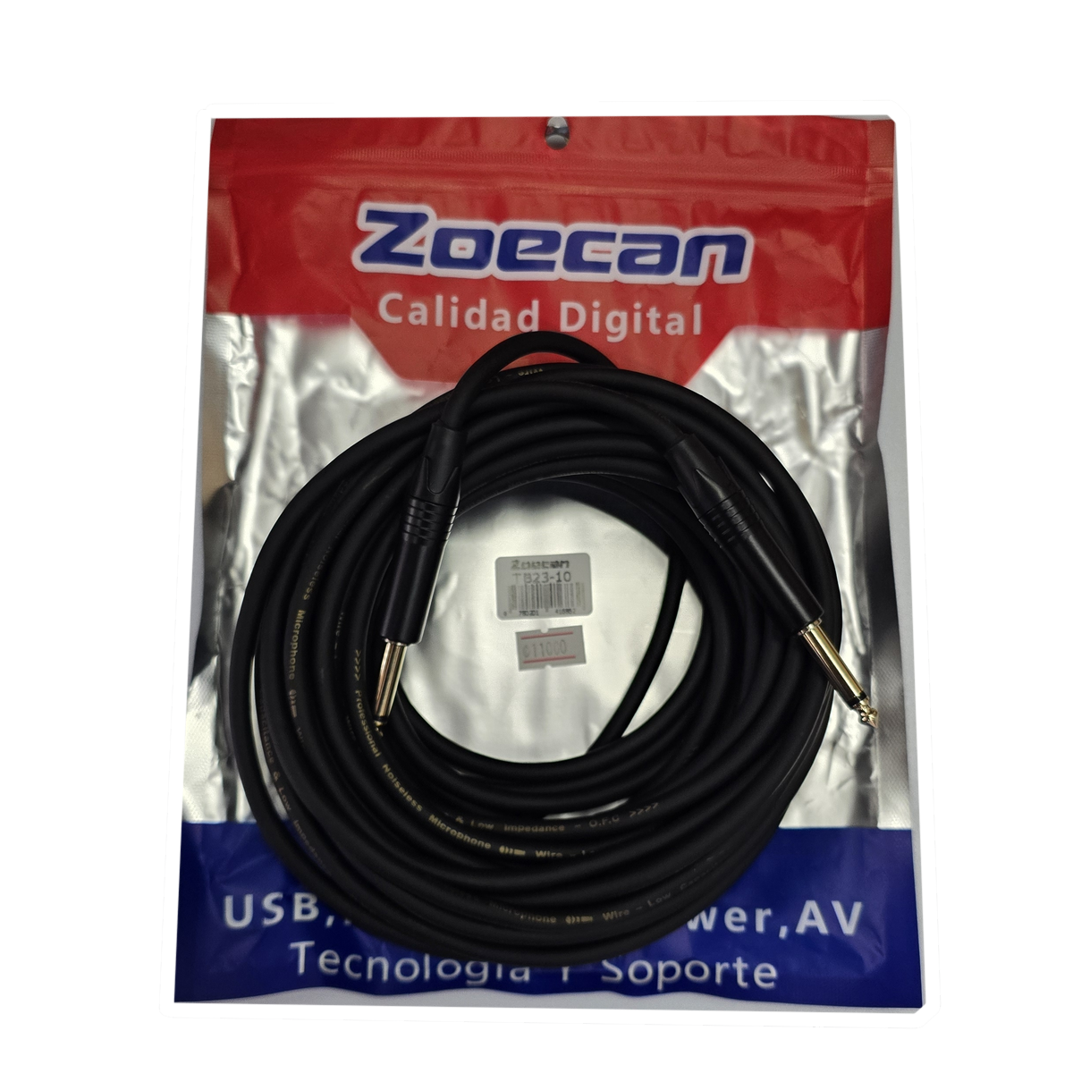 Cable para instrumento de 1/4 mono de 10 Mts ZoeCan TB23-10
