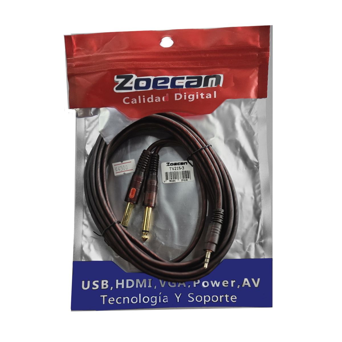 Cable de 3.5 St a 2 de 1/4 mono de 3 Mts ZoeCan TV215-3