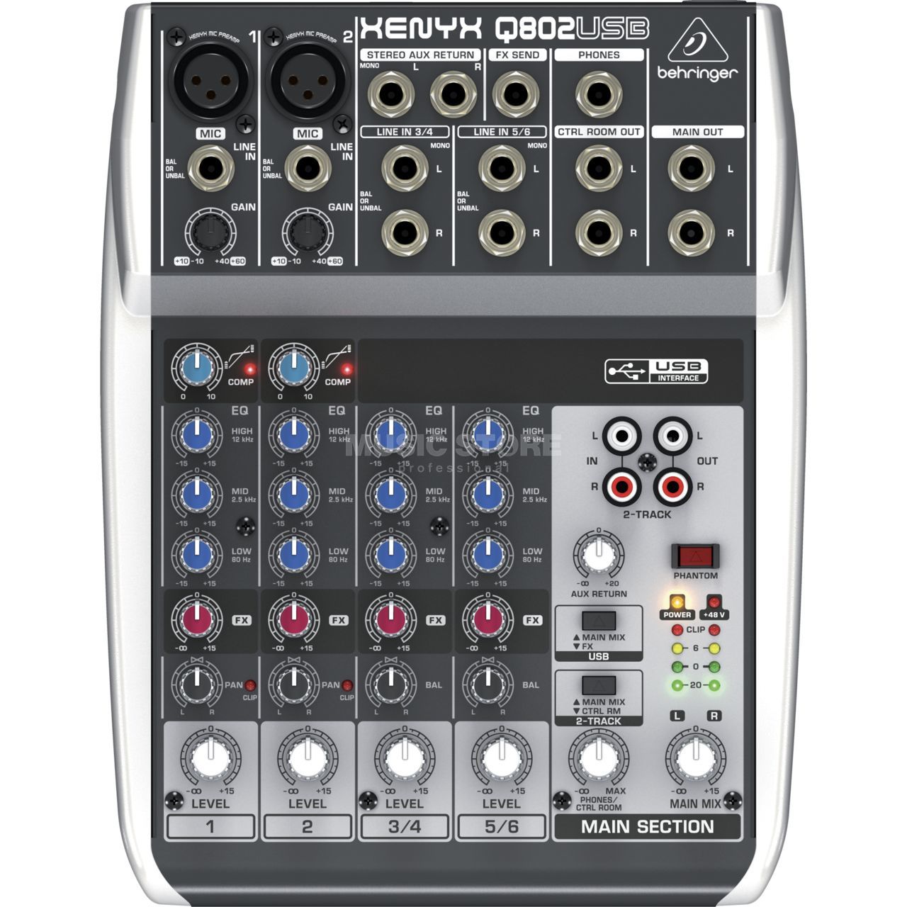 Mezcladora de 4 canales con USB Behringer XENYX Q802USB