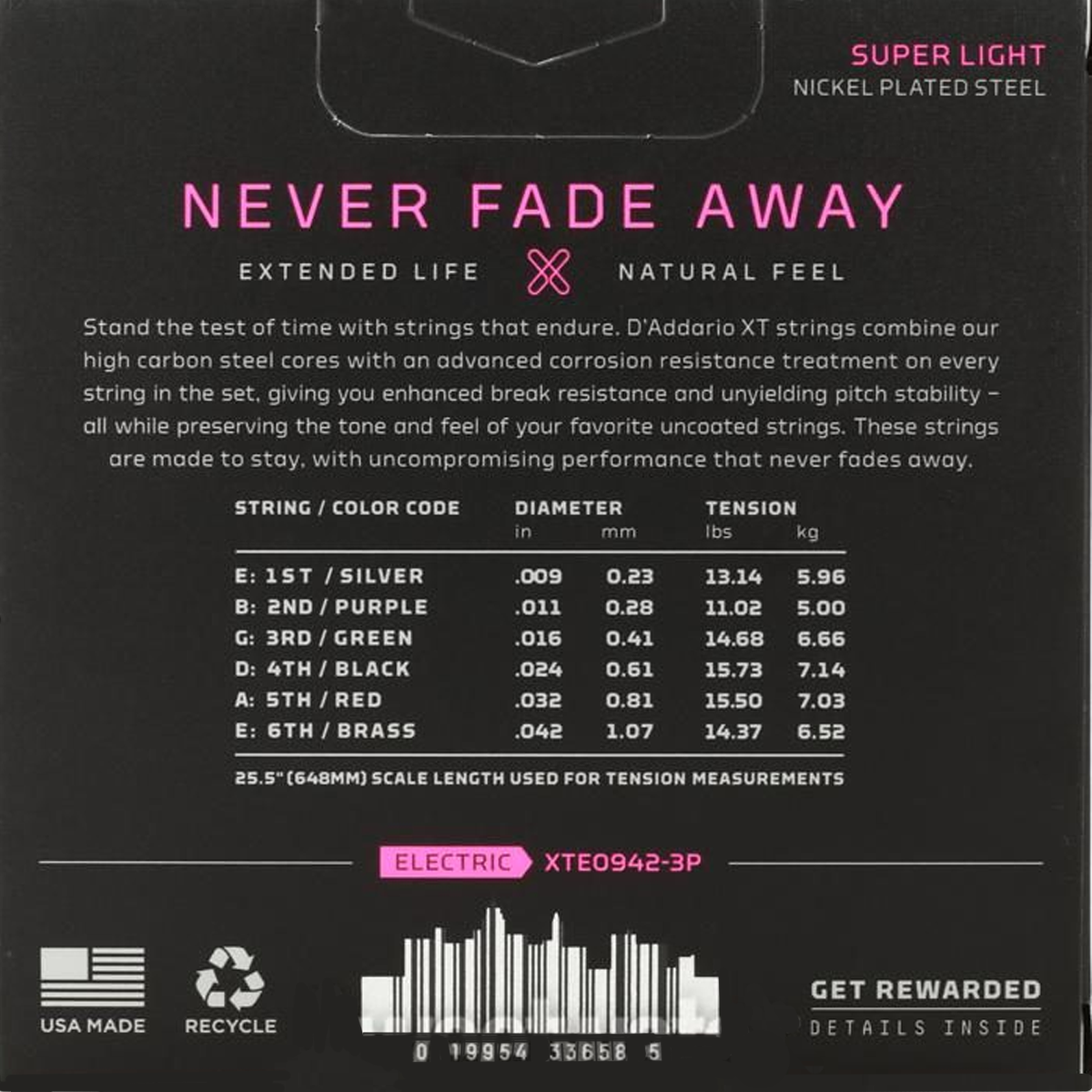 Juego de cuerdas para Guitarra Eléctrica D´Addario XTE0942