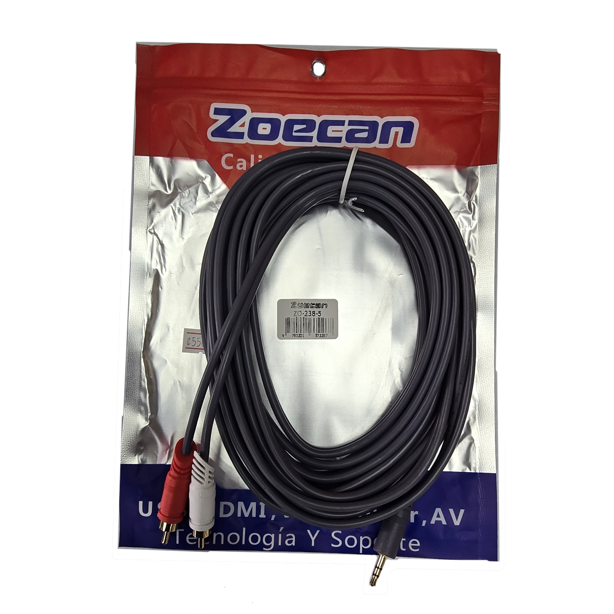Cable de 3.5 ST a 2 RCA de 5 Mts ZoeCan ZO238-5