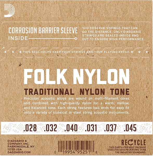 Juego de cuerdas de nailon Folk tensión normal D´Addario EJ33