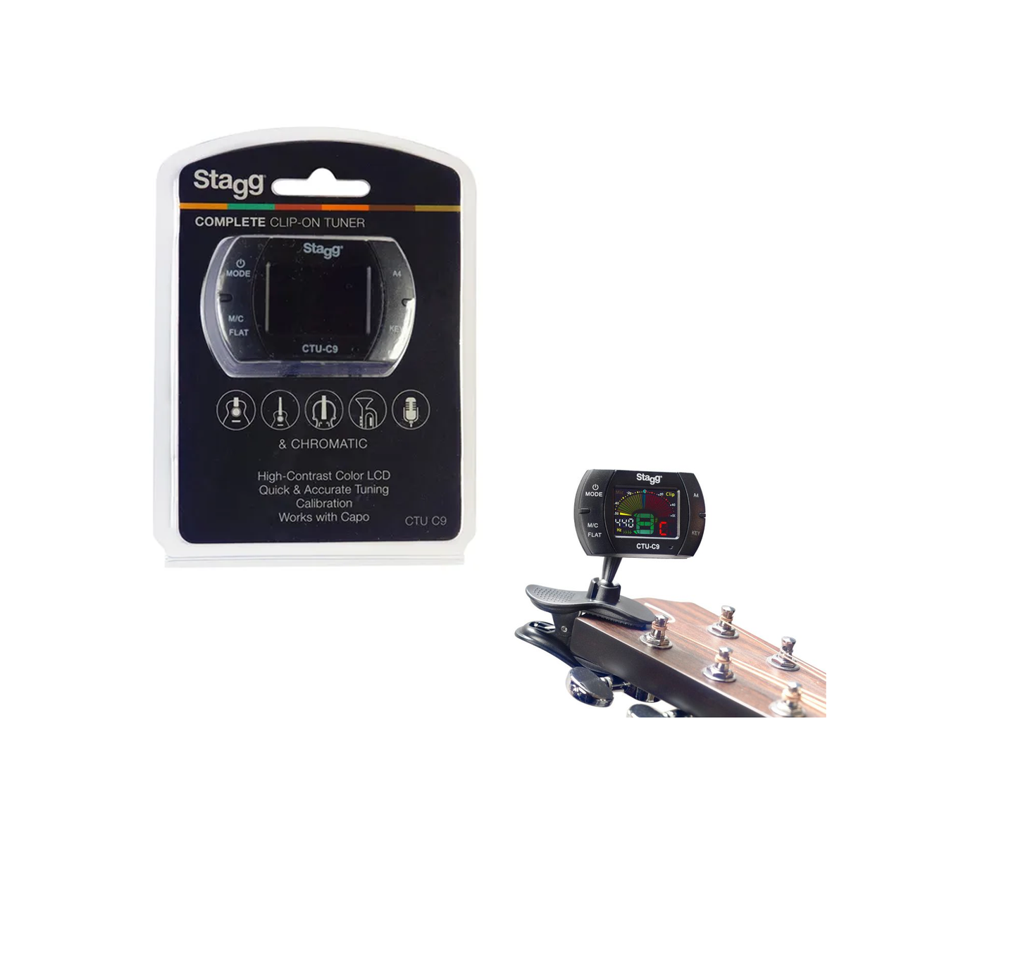 Afinador cromático de prensa Stagg CTUC9