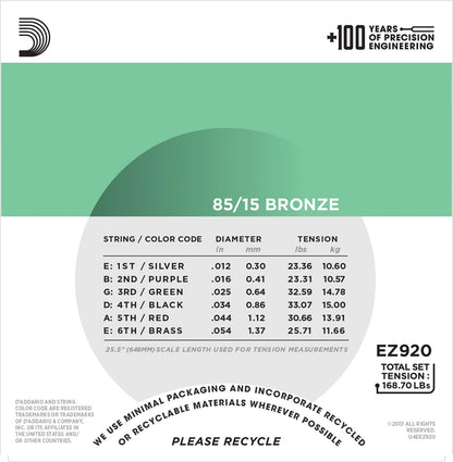 Juego de cuerdas para guitarra D´Addario EZ920