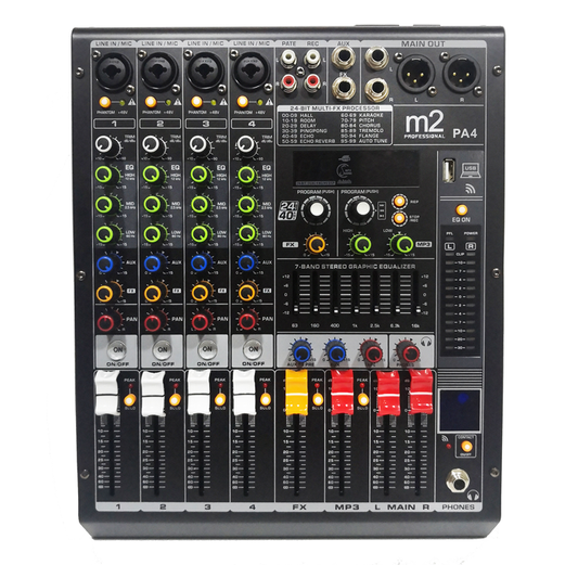 Mezcladora de 4 canales con efectos y MP3 M2PA4