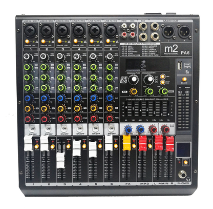 Mezcladora de 6 canales con efectos y MP3 M2PA6