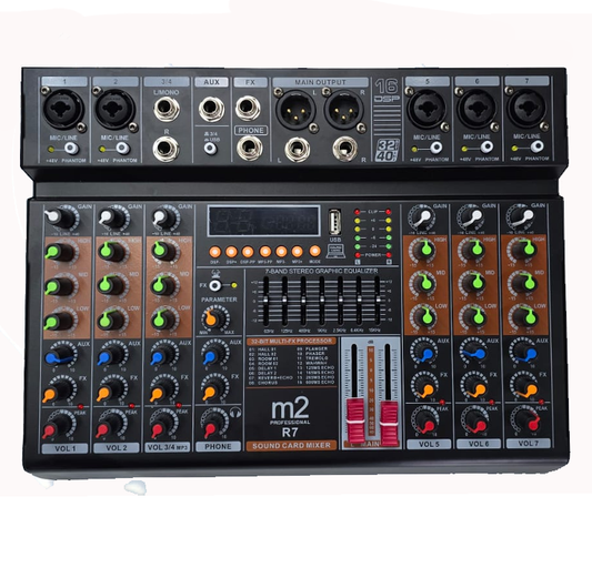 Mezcladora de 7 canales con efectos y MP3 M2R7