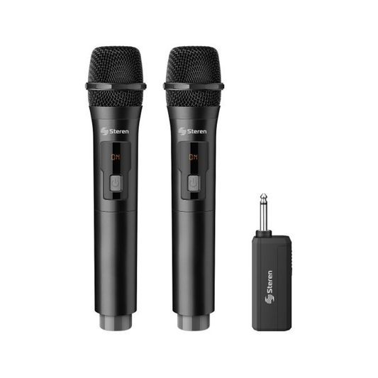 Micrófono inalámbrico doble de mano recargable Steren MIC288R