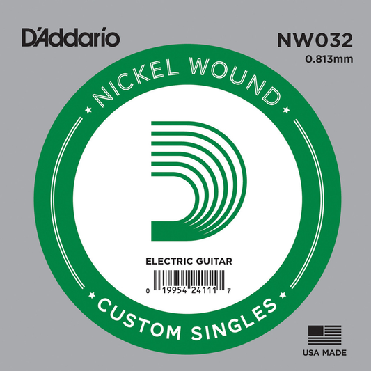 Cuerda .032 entorchada para Guitarra Eléctrica o Acústica D´Addario NW032