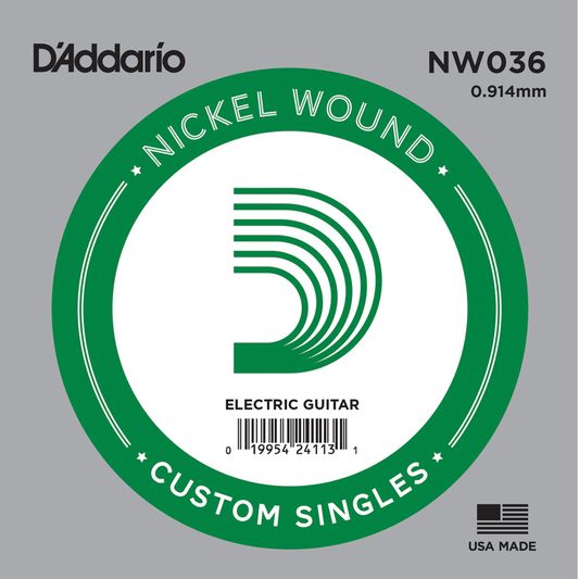 Cuerda .036 entorchada para Guitarra Eléctrica D´Addario NW036