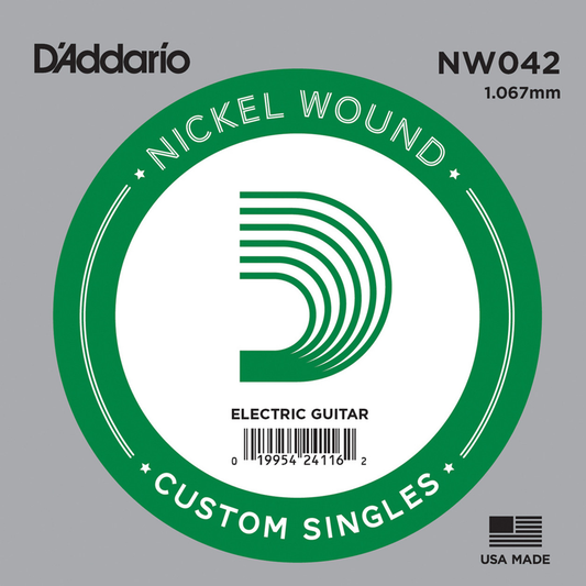 Cuerda .042 entorchada para Guitarra Eléctrica o Acústica D´Addario NW042