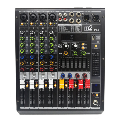 Mezcladora de 4 canales c/efectos, BT y MP3 M2 PA4