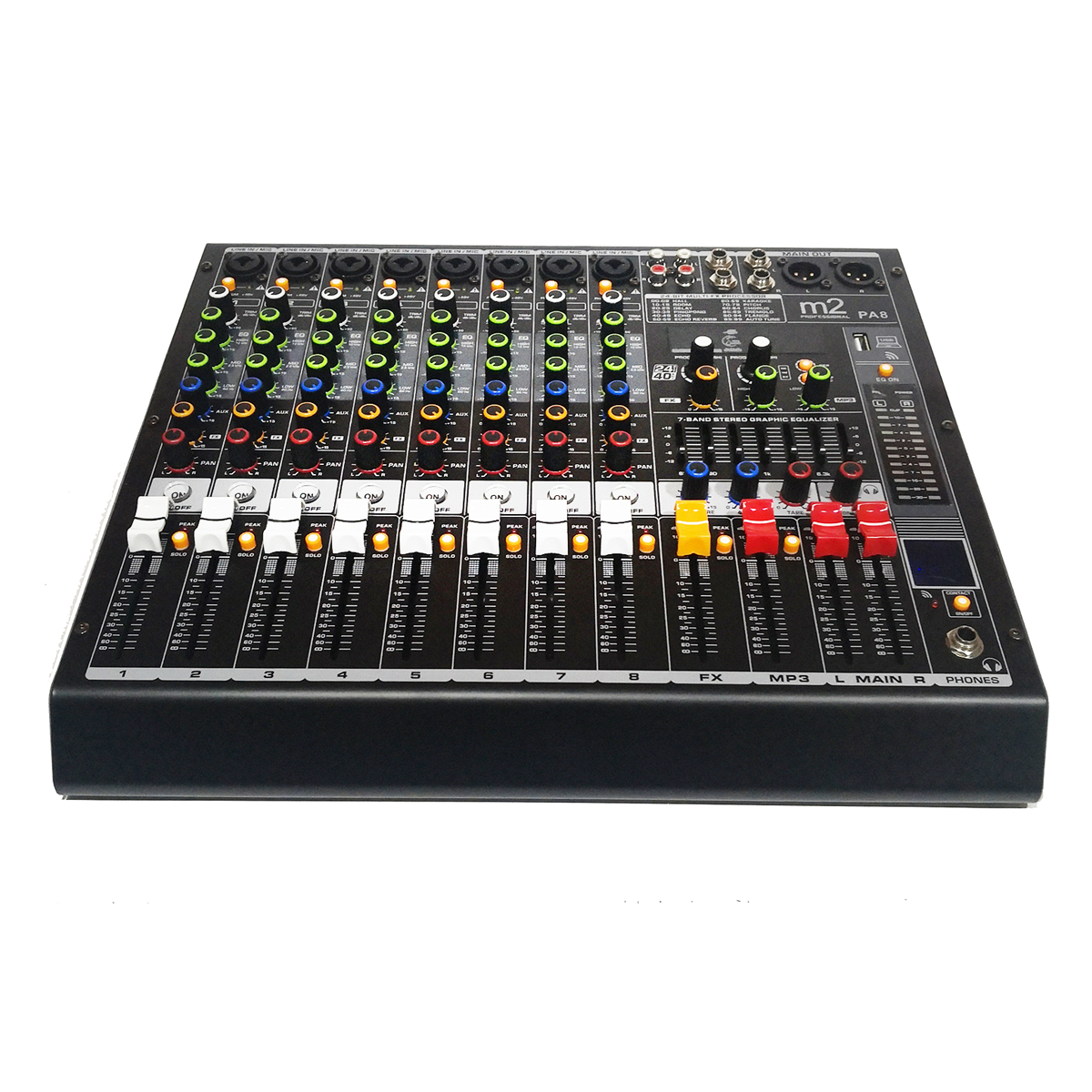 Mezcladora de 8 canales c/efectos, BT y MP3 M2PA8