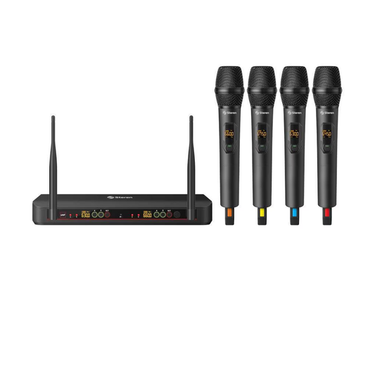 Micrófono Inalámbrico de Mano de 4 unidades Steren MIC-8040