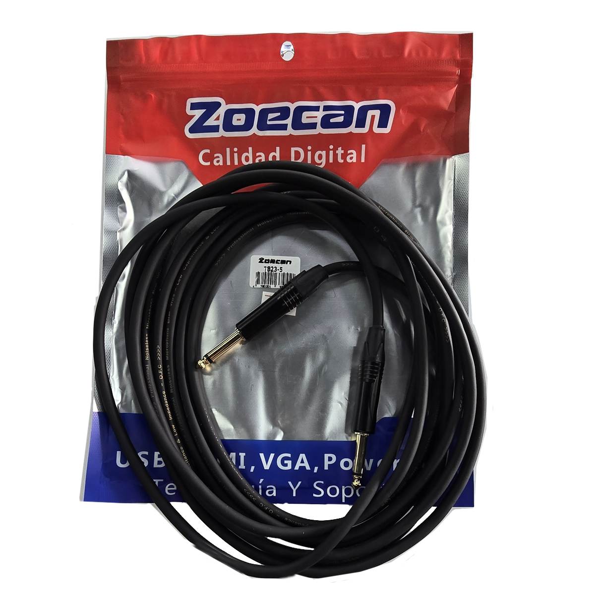 Cable de 1/4 a 1/4 de 5 Mts Zoecan TB23-5
