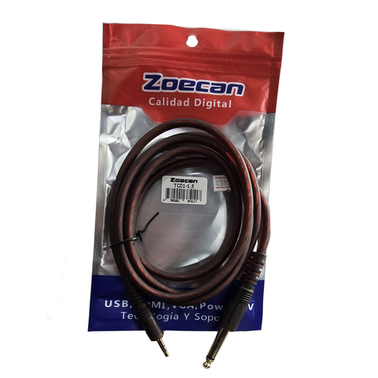 Cable de 3.5 St a 1/4 mono ZoeCan TC01-1.5