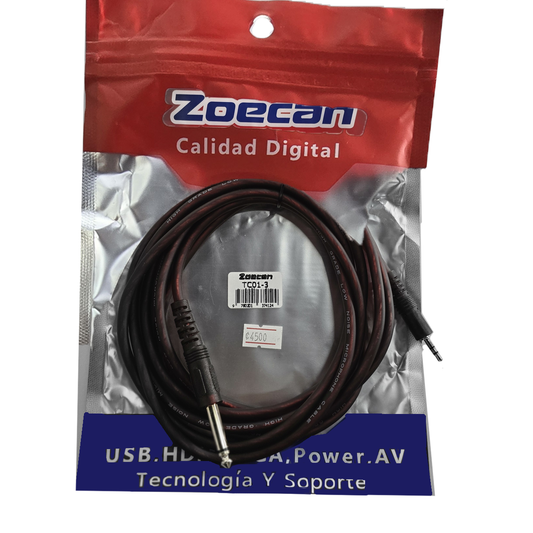 Cable de 3.5 St a 1/4 mono de 3 mts ZoeCan TC01-3