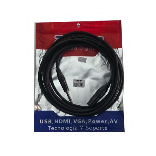 Cable para micrófono de 1/4 a XLR hembra Zoecan TF-495