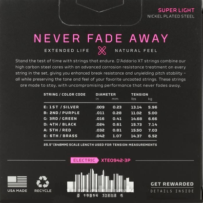 Juego de cuerdas para Guitarra Eléctrica D´Addario XTE0942