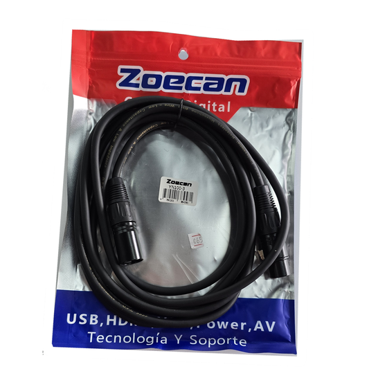 Cable de XLR a XLR de 3 Mts ZoeCan YN100-3