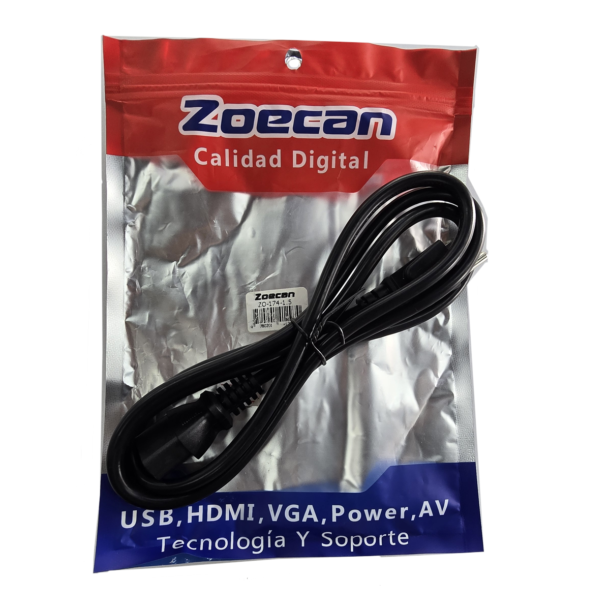 Cable AC de alimentación de 1.5 Mts ZoeCan ZO174-1.5