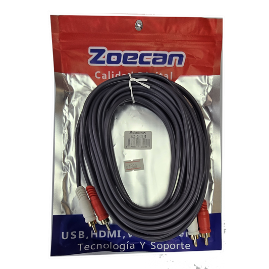 Cable de audio RCA a RCA de 5 Mts ZoeCan ZO230-5