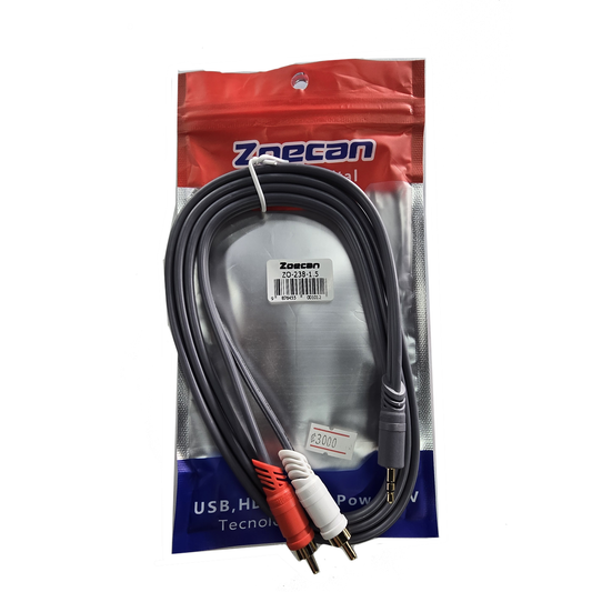Cable de 3.5 ST a 2 RCA de 1.5 Mts ZoeCan ZO238-1.5