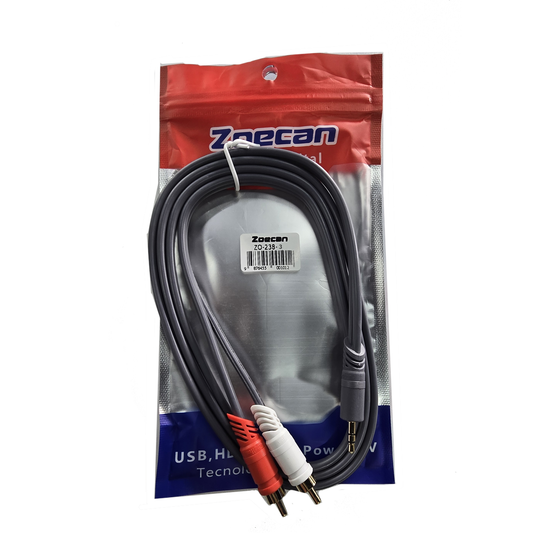 Cable de 3.5 ST a 2 RCA de 3 Mts ZoeCan ZO238-3