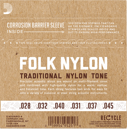 Juego de cuerdas de nailon Folk tensión normal D´Addario EJ33